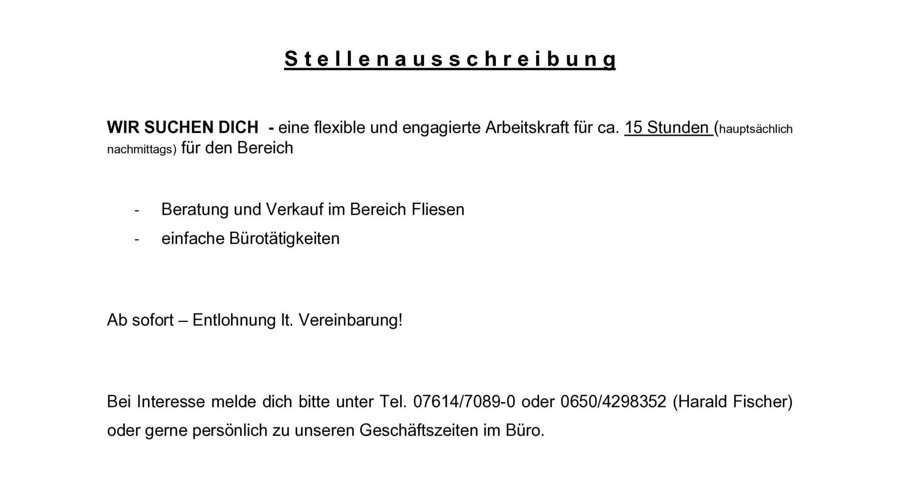 Stellenbeschreibung Büro